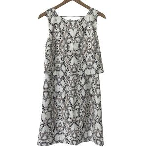 Banana Republic Geometric Sheath Dress Size 10 Sleeveless Knee Length Zip Office